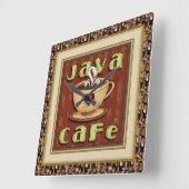 Javaカフェコーヒークロック スクエア壁時計 (傾斜)