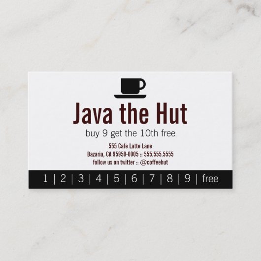 Javaロゴドリンクパンチカード ロイヤリティカード (正面)