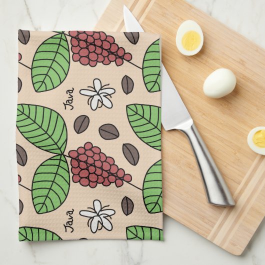 Java植物パターン キッチンタオル (四つ折り)