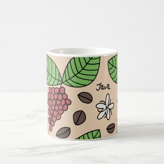 Java植物パターン コーヒーマグカップ (中央)