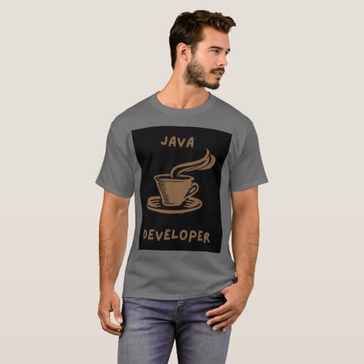 Java Developer Gray Men Tシャツ (正面フル)