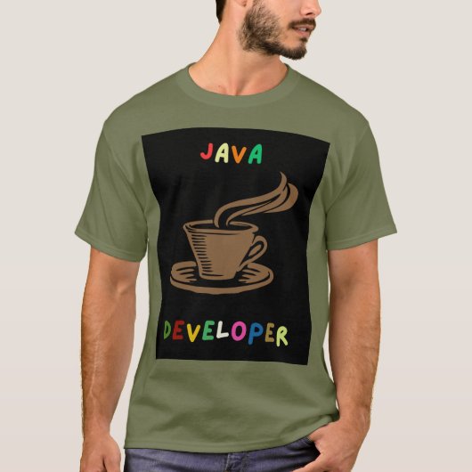 Java Developer Men T-Shirt Black Tシャツ (正面)