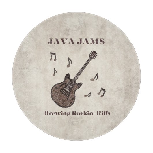 Java Jams-Brewing Rockin' Riffs-コーヒー-ギター- カッティングボード (正面)