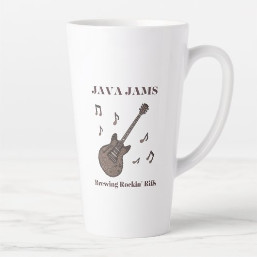 Java Jams-Brewing Rockin' Riffs-コーヒー-ギター- カフェラテマグ (右)