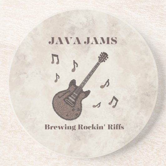 Java Jams-Brewing Rockin' Riffs-コーヒー-ギター- コースター (正面)