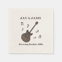 Java Jams-Brewing Rockin' Riffs-コーヒー-ギター- スタンダードカクテルナプキン