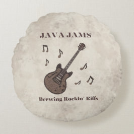 Java Jams-Brewing Rockin' Riffs-コーヒー-ギター- ラウンドクッション