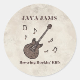 Java Jams-Brewing Rockin' Riffs-コーヒー-ギター- ラウンドシール