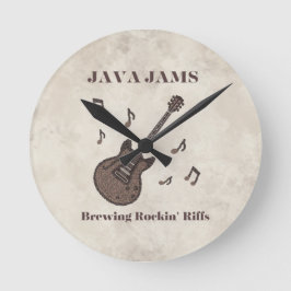 Java Jams-Brewing Rockin' Riffs-コーヒー-ギター- ラウンド壁時計