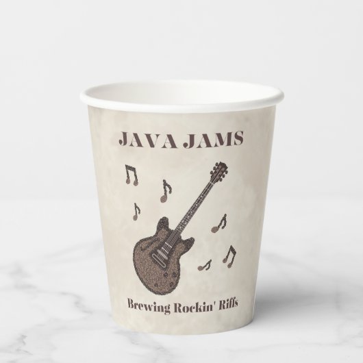 Java Jams-Brewing Rockin' Riffs-コーヒー-ギター- 紙コップ (裏面)