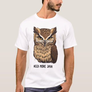 Java Owl コーヒーTシャツ 面白い フクロウ Tシャツ