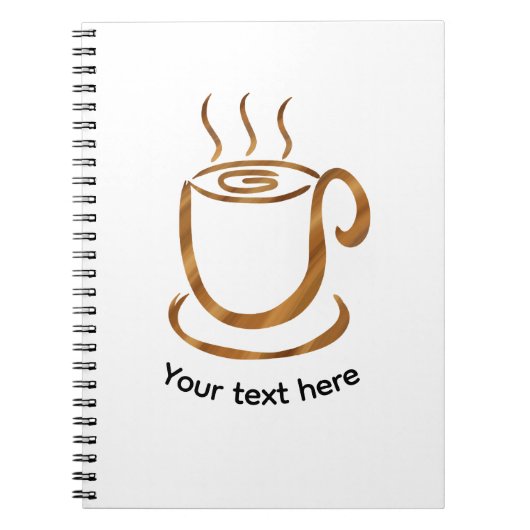 Java Steaming Cup | 木製の曲線的なコーヒー&紅茶 ノートブック (正面)