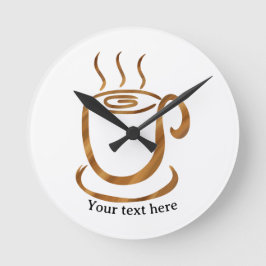 Java Steaming Cup | 木製の曲線的なコーヒー＆紅茶 ラウンド壁時計