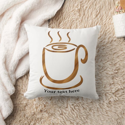 Java Steaming Cup | Wooden Curvy Coffee & Tea クッション (ブランケット)