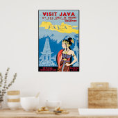 Java Travel Poster Indonesia Art Tourism Print ポスター (キッチン)
