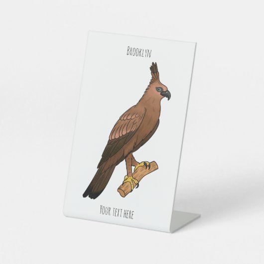 Javan hawk eagle bird cartoon illustration 台座サイン (正面)