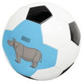 Javan rhinoceros cartoon illustration サッカーボール (3/4)