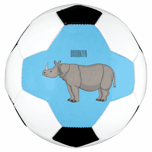 Javan rhinoceros cartoon illustration サッカーボール (正面)
