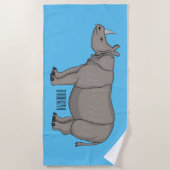 Javan rhinoceros cartoon illustration  ビーチタオル (正面)