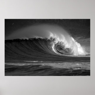 Java's Epic Wave - Black & White Surf ポスター
