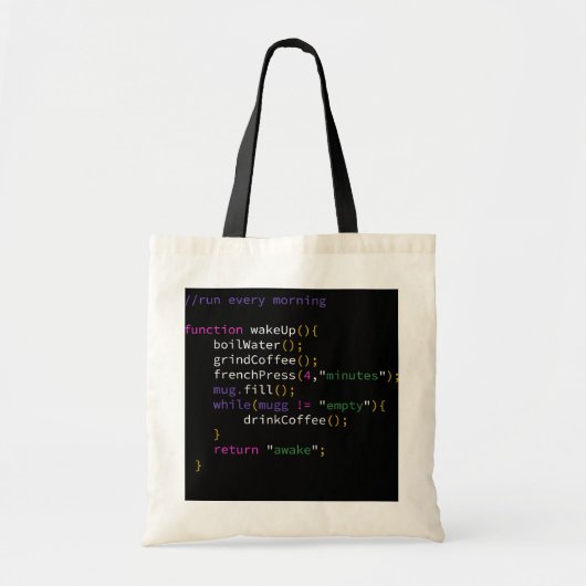 JavaScriptおもしろい開発者コーヒー関数走 トートバッグ (正面)