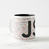 JavaScriptの単語の雲のマグ ツートーンマグカップ (正面左)