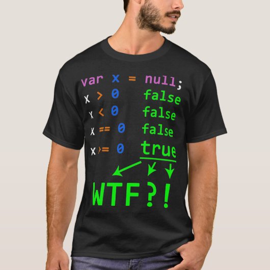 Javascript Programming Joke with null value for de Tシャツ (正面)