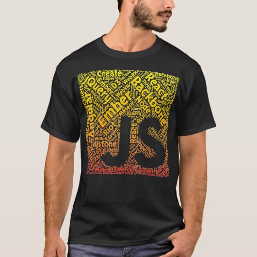 JavaScript Shirt JSフレームワークオレンジ黄色のグラディ Tシャツ (正面)