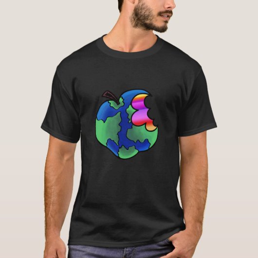 Javisは食べます世界のTシャツ(黒)を Tシャツ (正面)