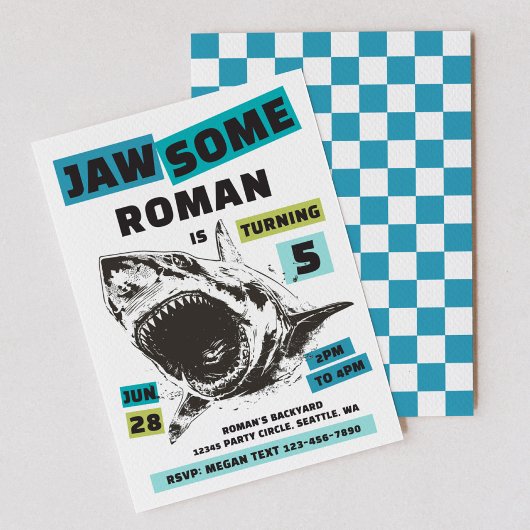 Jaw-Some Shark Birthday Invitation 招待状