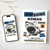 Jaw-Some Shark Birthday Invitation 招待状