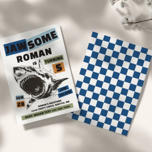 Jaw-Some Shark Birthday Invitation 招待状