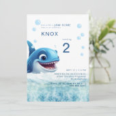 Jaw-some Shark Bite Birthday Party Invitation 招待状 (スタンド正面)