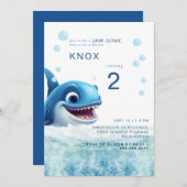 Jaw-some Shark Bite Birthday Party Invitation 招待状 (正面/裏面)