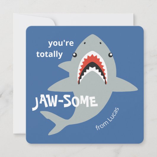 Jaw-some shark classroom valentines day card シーズンカード (正面)