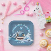 Jawsome Shark Plate | 幼児のブルー誕生日 ペーパープレート (パーティー)