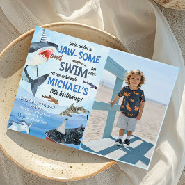 Jawsome Shark Under The Seaの誕生日写真 招待状