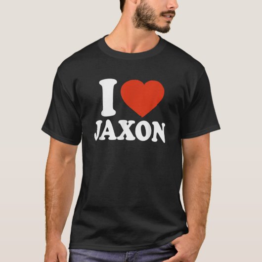 Jaxon大好きIハートJaxon赤いハートバレンタイン Tシャツ (正面)
