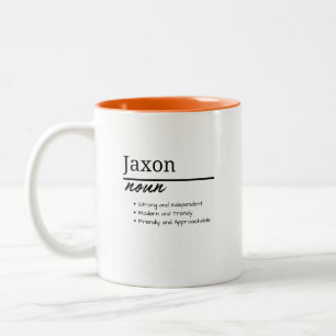 Jaxon、男の子パーソナライズされた名の定義 ツートーンマグカップ
