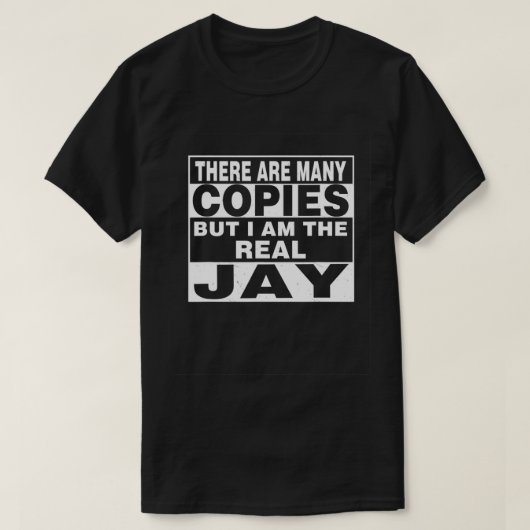 Jay名パーソナライズされたT字の姓 Tシャツ (デザイン正面)