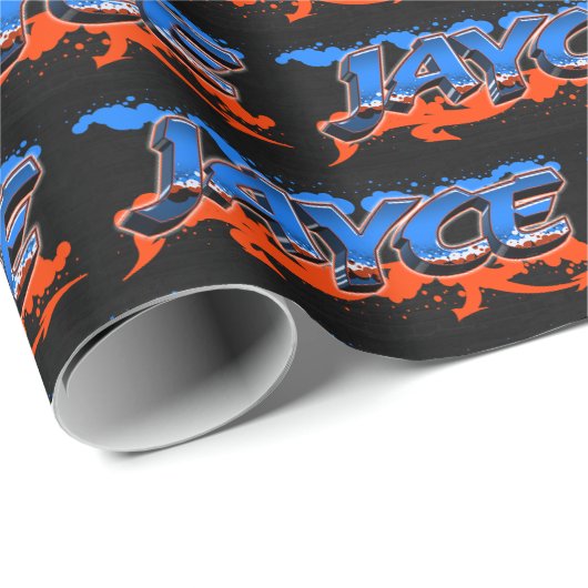 Jayce Vorname Name Graffiti blue orange ラッピングペーパー (ロールコーナー)