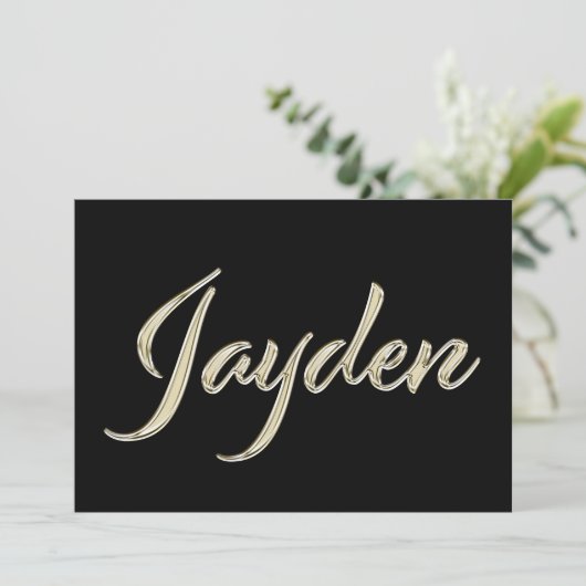 Jayden Name white gold Handwriting Karte カード (スタンド正面)