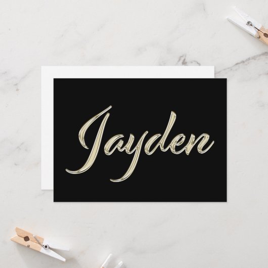 Jayden Name white gold Handwriting Karte カード (正面/裏面インサイチュ)