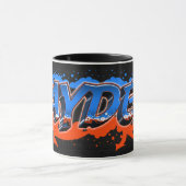 Jayden Vorname Name Graffiti blue orange Tasse マグカップ (中央)