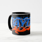 Jayden Vorname Name Graffiti blue orange Tasse マグカップ (正面左)
