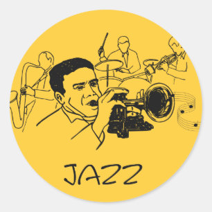 JAZZミュージシャン（トランペットと音楽ノート付き） ラウンドシール