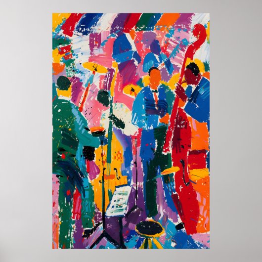 Jazz Abstract Art Print Matisse-Inspired Music ポスター (正面)