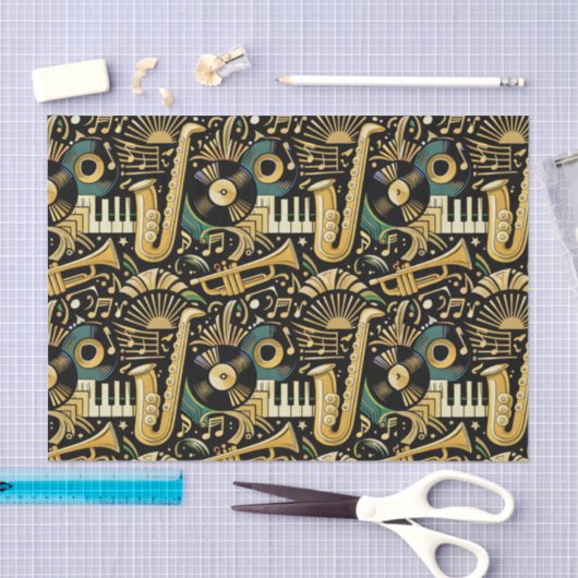 Jazz Age Music Pattern 薄葉紙 (クラフト)
