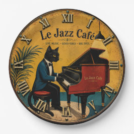 Jazz Cat Funny Piano Vintage Café Music Lover Gift ペーパープレート