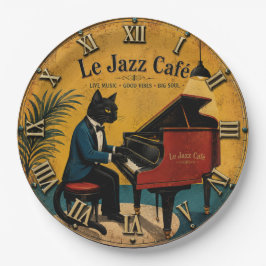 Jazz Cat Funny Piano Vintage Café Music Lover Gift ペーパープレート
